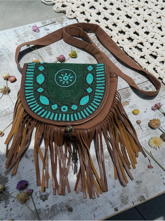 Earthbound Trading Co Handbags - Fringe Bag Earthbound Trading Co Blue Suede